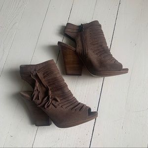 Suede chunky heels